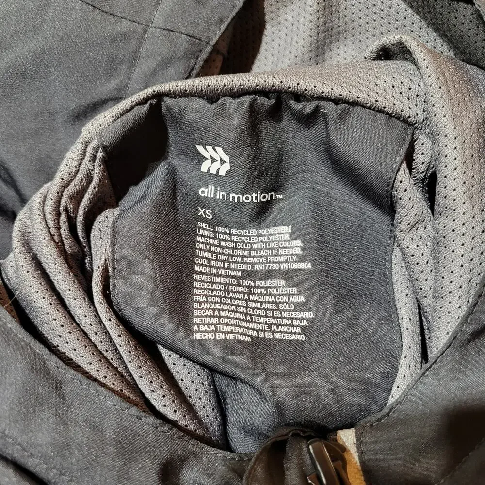 All in motion Kids Windbreaker, Black, Size XS, NWT